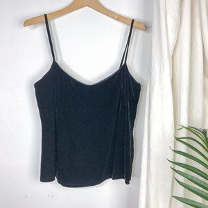 EILEEN FISHER Black Velvet Silk Camisole Tank Top